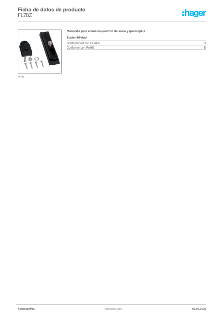 Imagen Hager Ficha de datos de producto FL78Z | Hager España