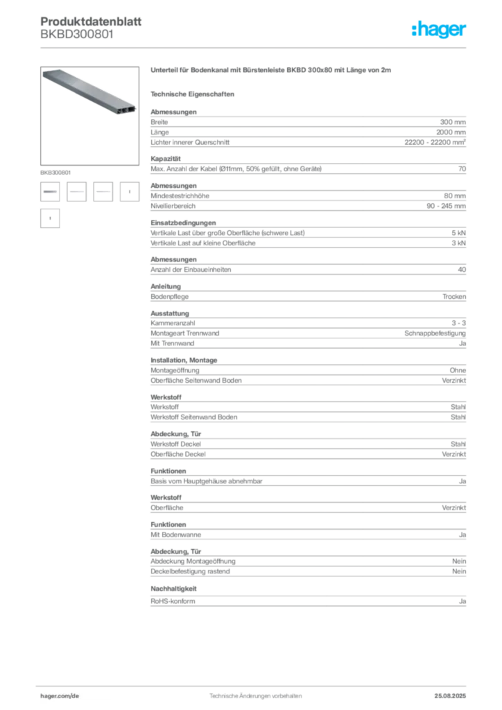 Bild Hager Produktdatenblatt BKBD300801 | Hager Deutschland