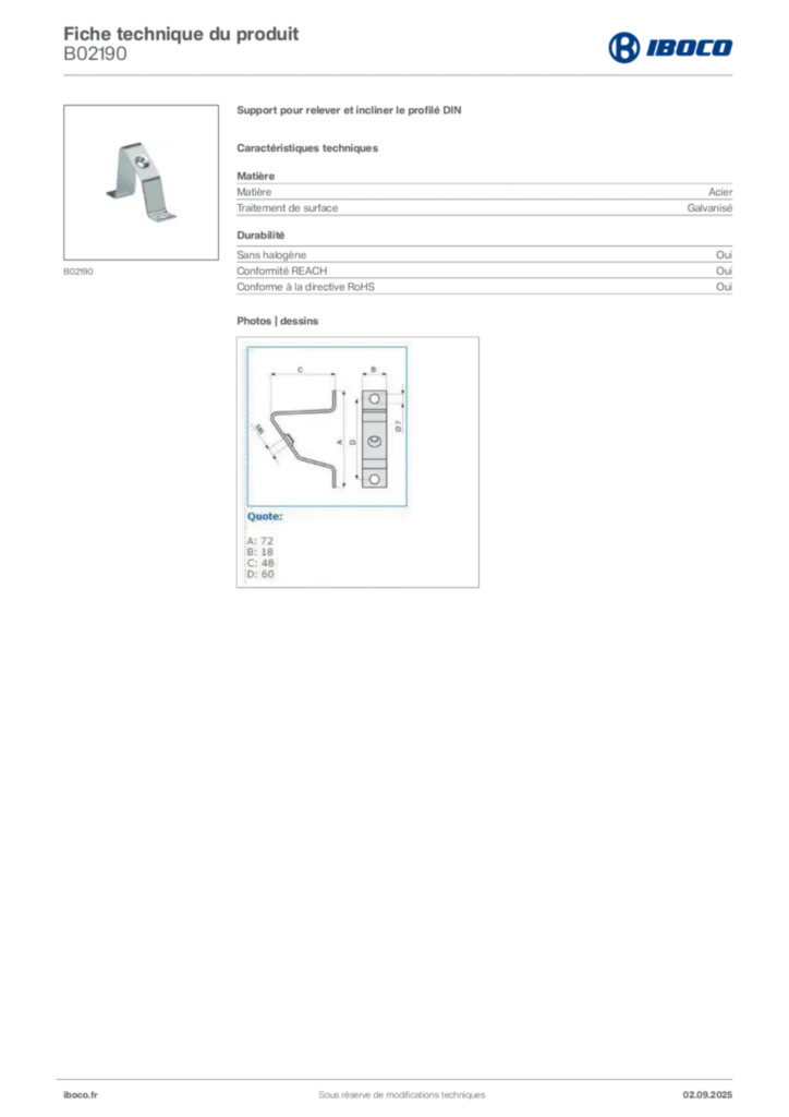 Image Iboco Fiche technique du produit B02190 | Hager France