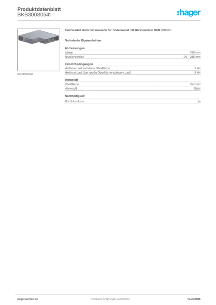 Bild Hager Produktdatenblatt BKB30080541 | Hager Schweiz