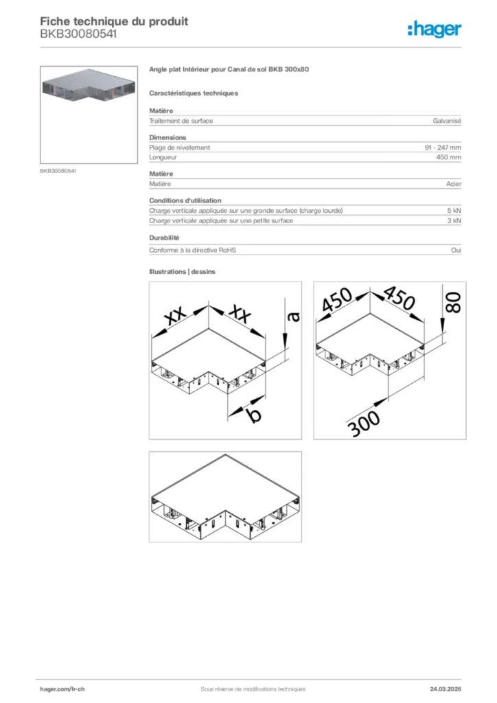 Image Hager Fiche technique du produit BKB30080541 | Hager Suisse