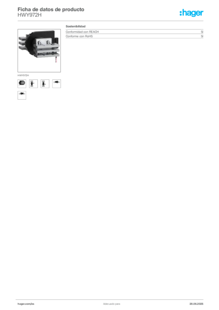 Imagen Hager Ficha de datos de producto HWY972H | Hager España
