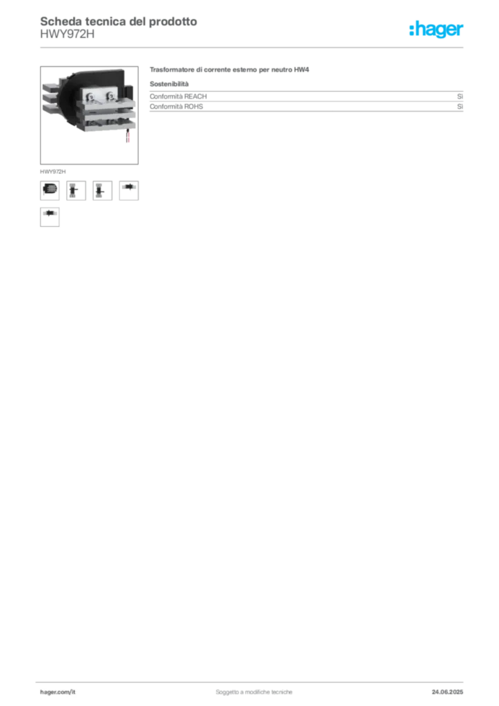 Immagine Hager Scheda tecnica del prodotto HWY972H | Hager Italia