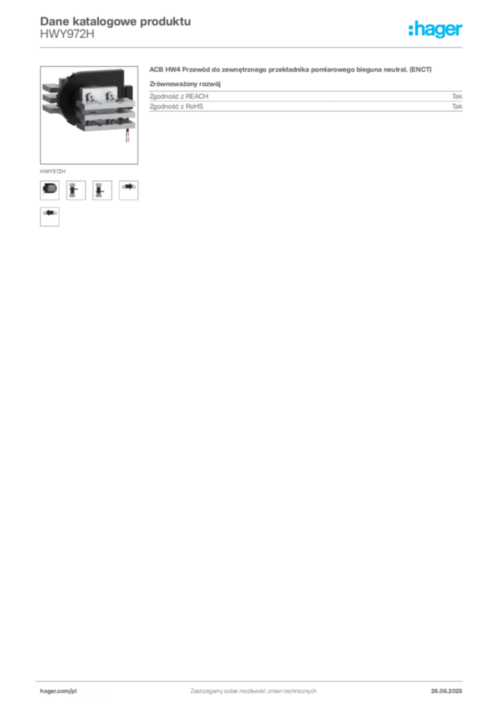 Zdjęcie Hager Dane katalogowe produktu HWY972H | Hager Polska