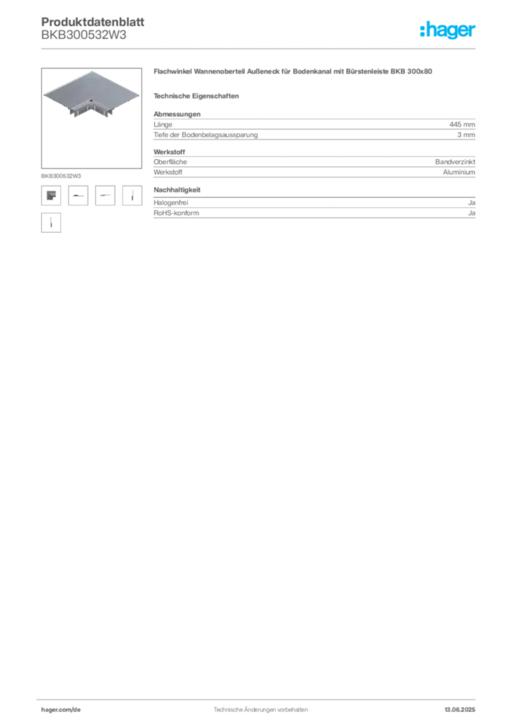 Bild Hager Produktdatenblatt BKB300532W3 | Hager Deutschland