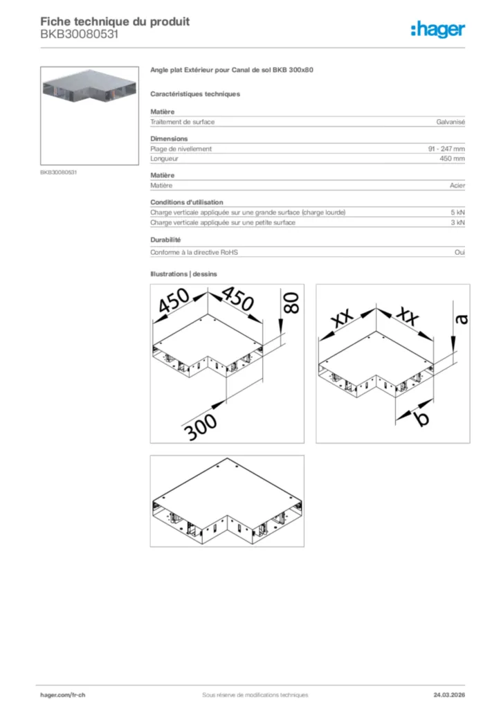 Image Hager Fiche technique du produit BKB30080531 | Hager Suisse