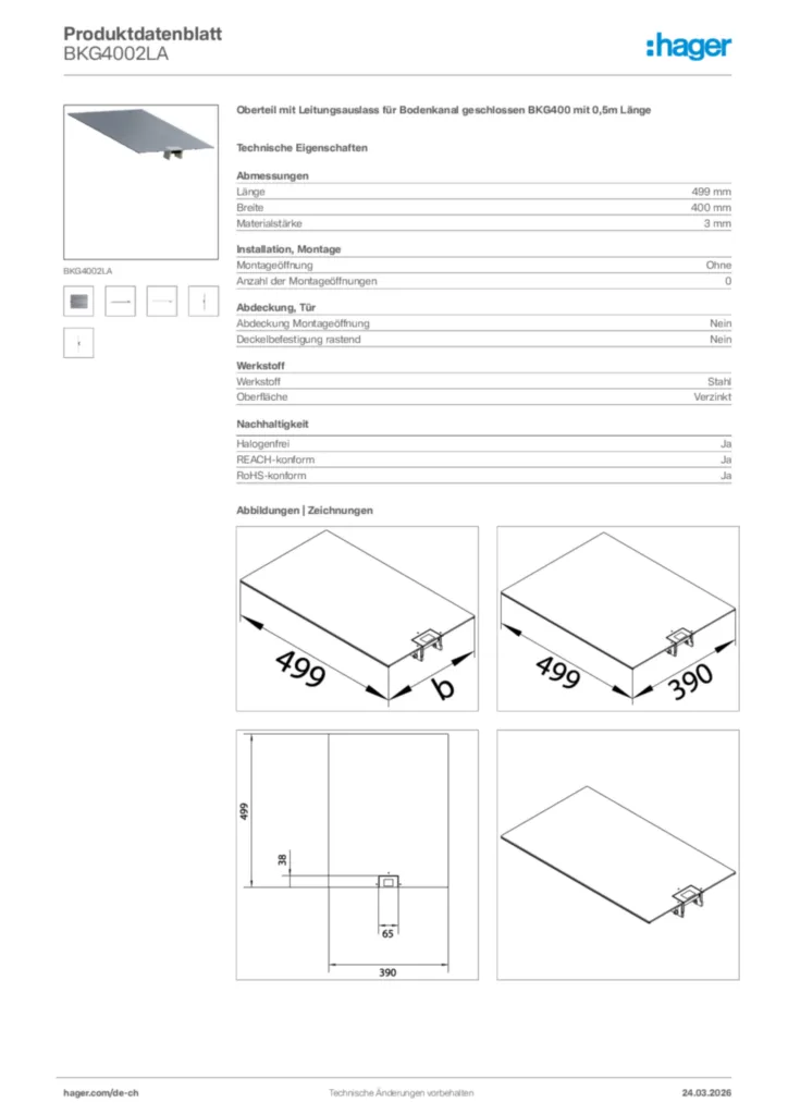 Bild Hager Produktdatenblatt BKG4002LA | Hager Schweiz