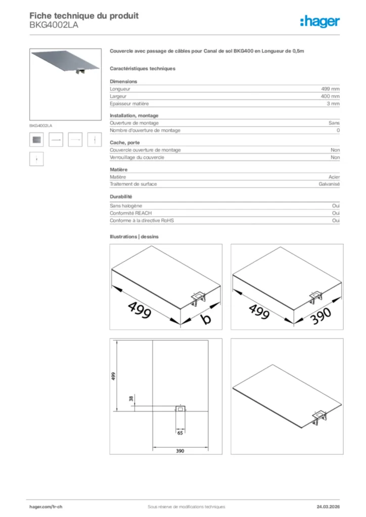 Image Hager Fiche technique du produit BKG4002LA | Hager Suisse