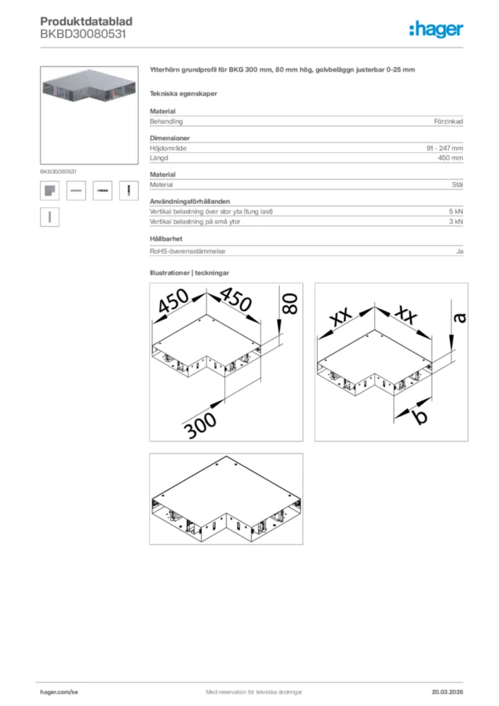 Bild Hager Produktdatablad BKBD30080531 | Hager Sverige