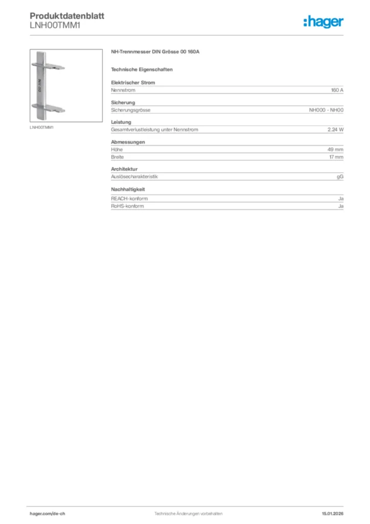 Bild Hager Produktdatenblatt LNH00TMM1 | Hager Schweiz