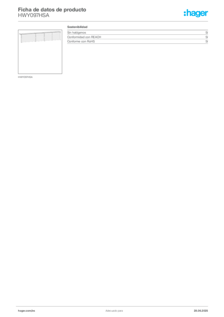 Imagen Hager Ficha de datos de producto HWY097HSA | Hager España