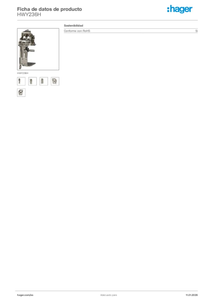 Imagen Hager Ficha de datos de producto HWY236H | Hager España