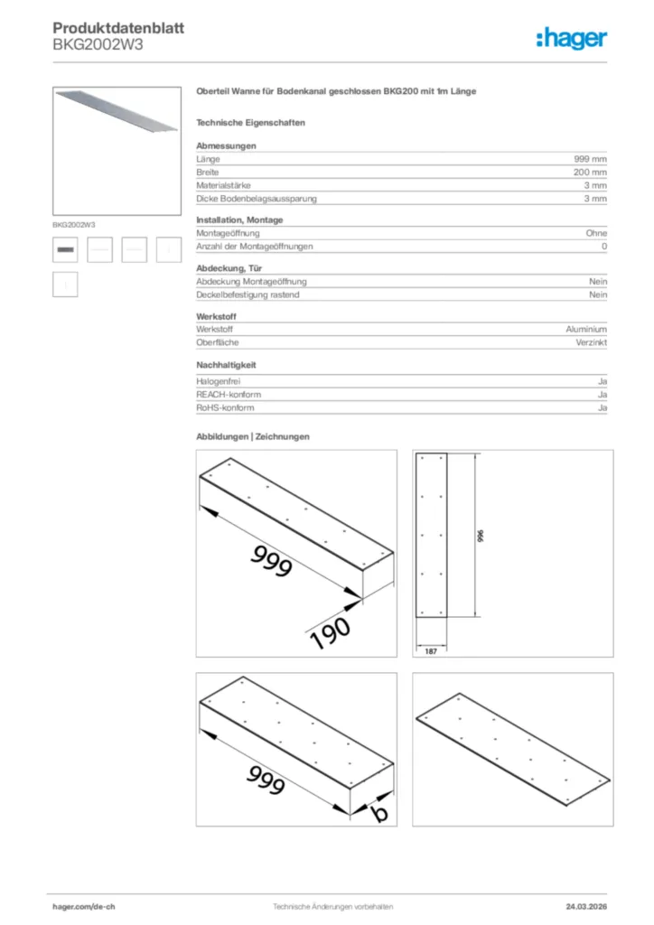 Bild Hager Produktdatenblatt BKG2002W3 | Hager Schweiz