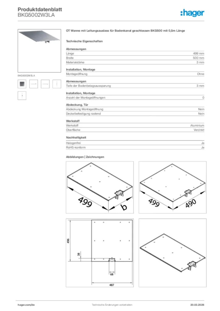 Bild Hager Produktdatenblatt BKG5002W3LA | Hager Deutschland