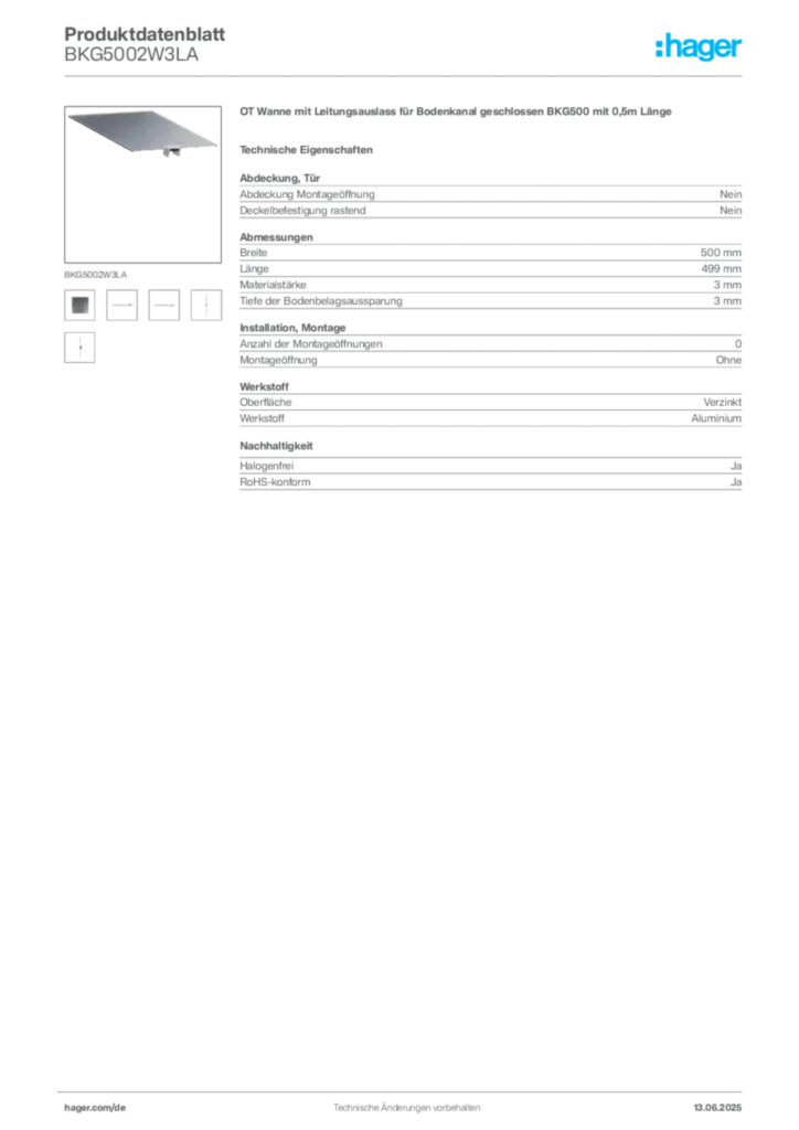 Bild Hager Produktdatenblatt BKG5002W3LA | Hager Deutschland
