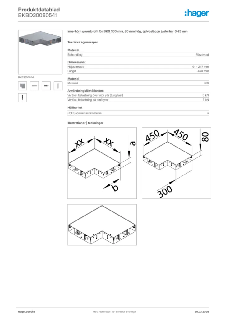 Bild Hager Produktdatablad BKBD30080541 | Hager Sverige