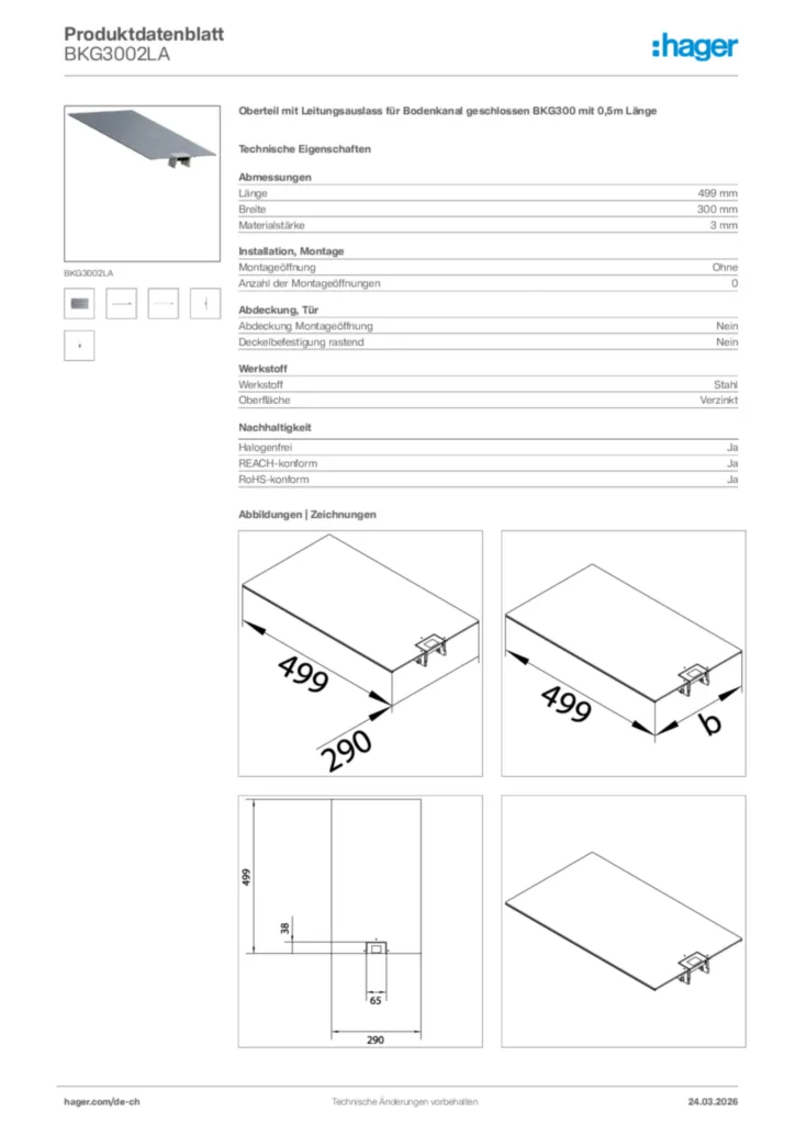 Bild Hager Produktdatenblatt BKG3002LA | Hager Schweiz
