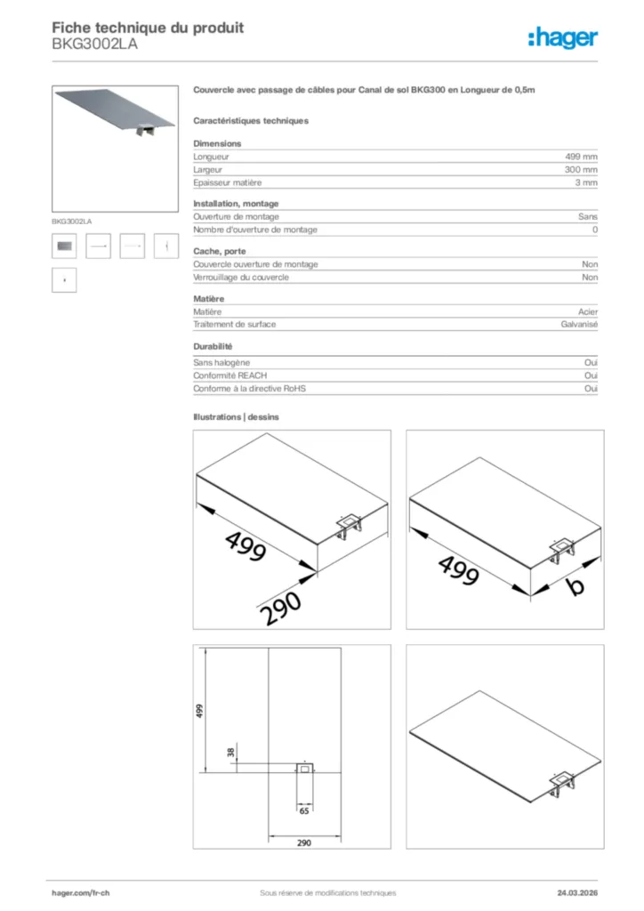 Image Hager Fiche technique du produit BKG3002LA | Hager Suisse