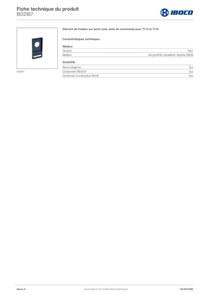 Image Iboco Fiche technique du produit B02187 | Hager France
