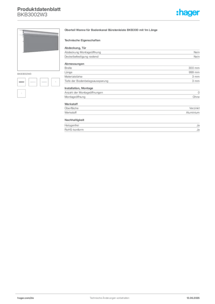 Bild Hager Produktdatenblatt BKB3002W3 | Hager Deutschland