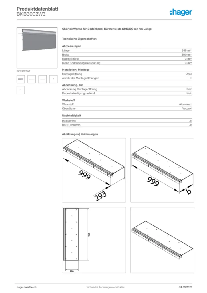 Bild Hager Produktdatenblatt BKB3002W3 | Hager Schweiz
