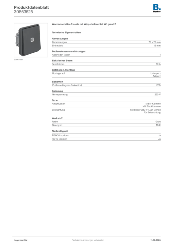 Bild Berker Produktdatenblatt 30863525 | Hager Deutschland