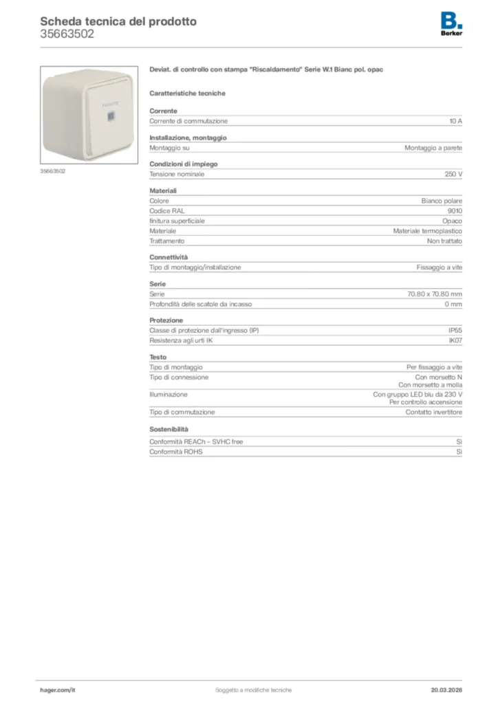 Immagine Berker Scheda tecnica del prodotto 35663502 | Hager Italia