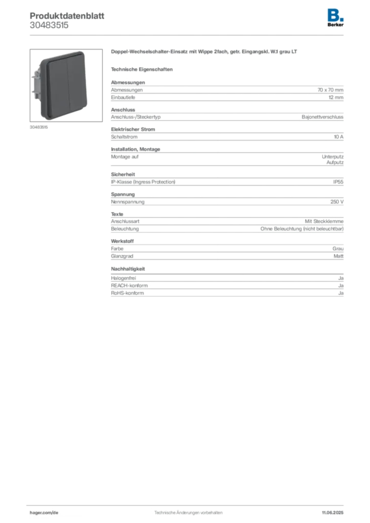 Bild Berker Produktdatenblatt 30483515 | Hager Deutschland