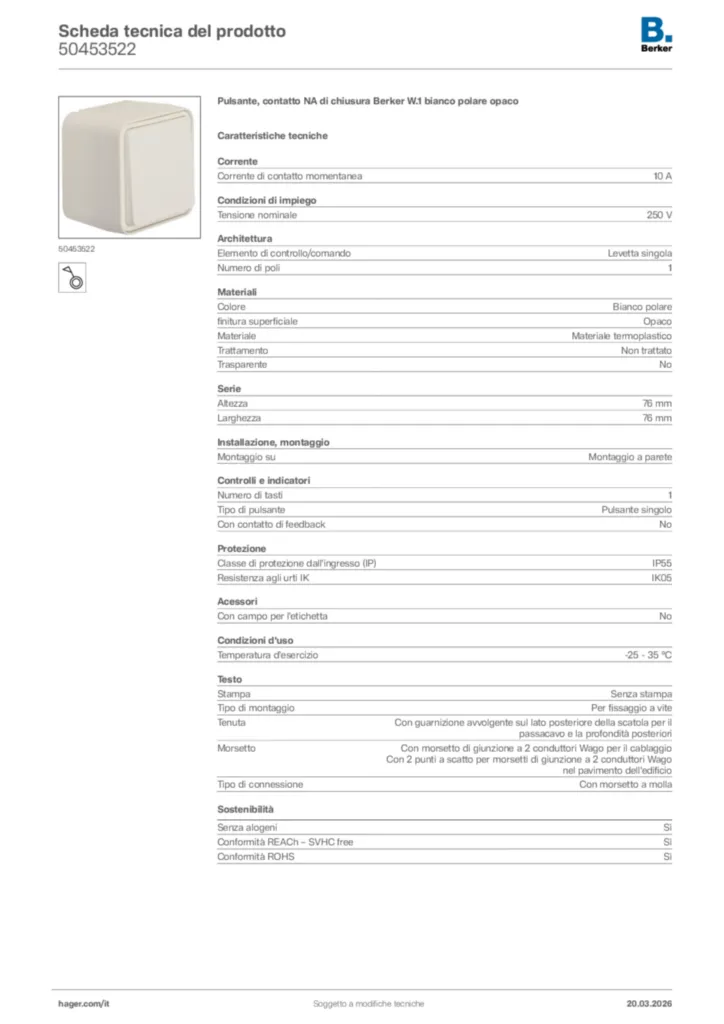 Immagine Berker Scheda tecnica del prodotto 50453522 | Hager Italia