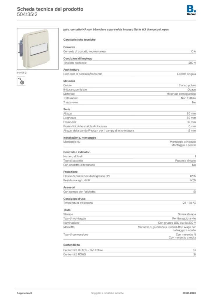 Immagine Berker Scheda tecnica del prodotto 50413512 | Hager Italia