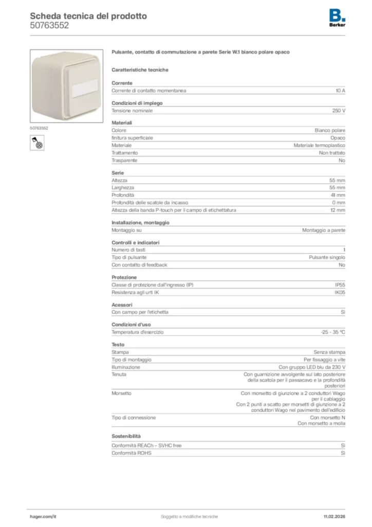 Immagine Berker Scheda tecnica del prodotto 50763552 | Hager Italia