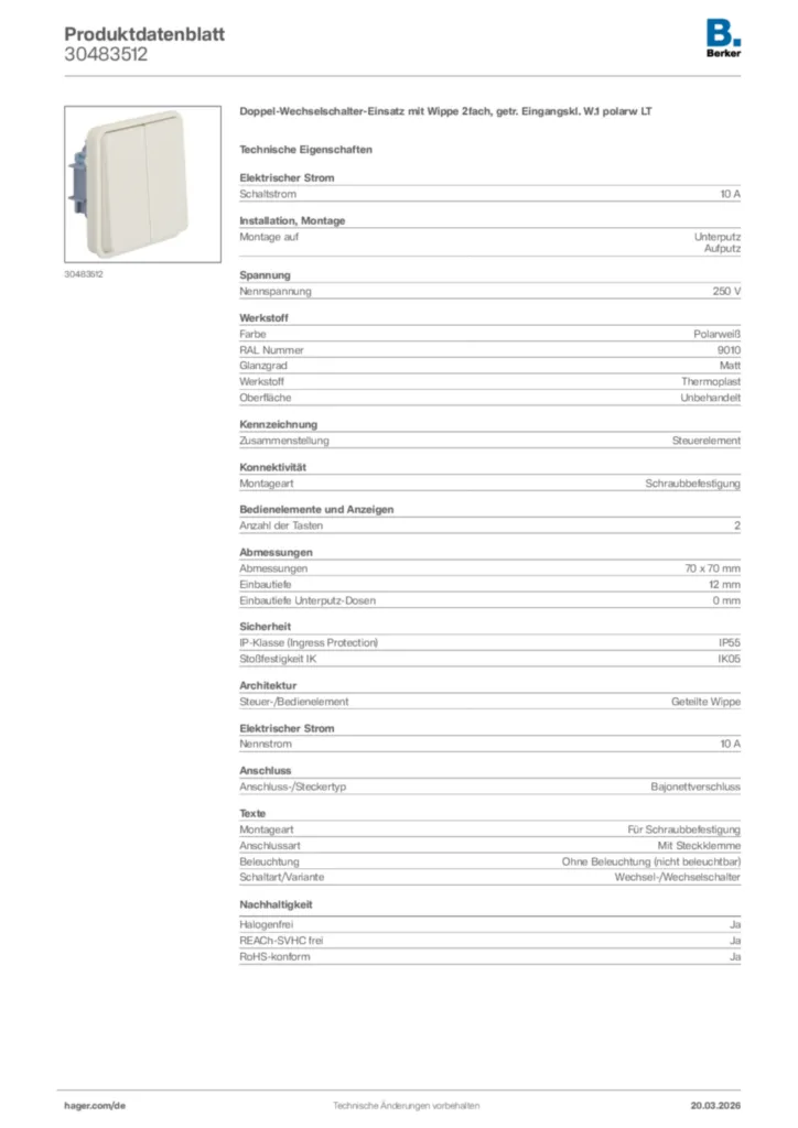 Bild Berker Produktdatenblatt 30483512 | Hager Deutschland
