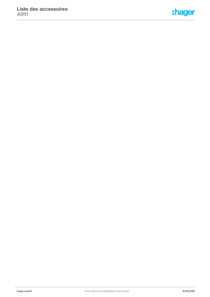 Image Hager Fiche technique du produit 49111 | Hager France