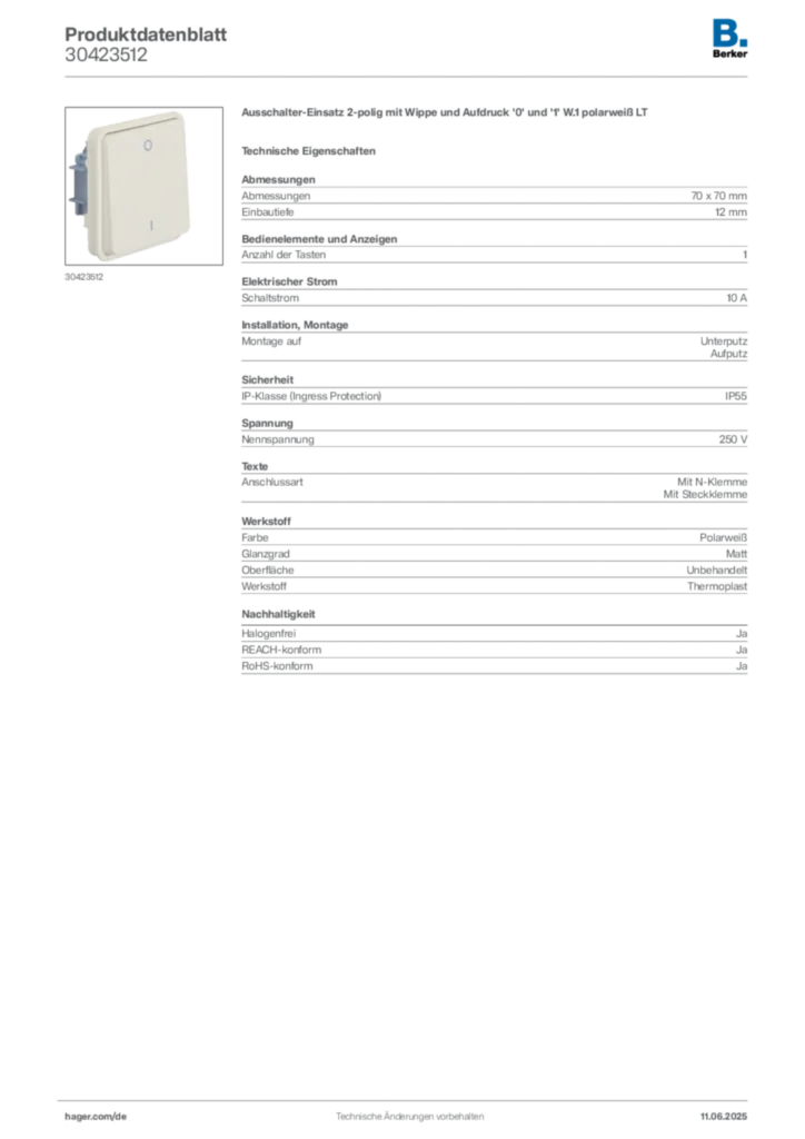 Bild Berker Produktdatenblatt 30423512 | Hager Deutschland