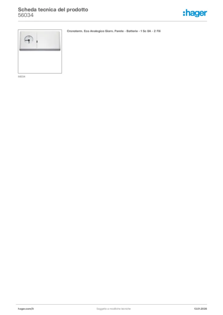 Immagine Hager Scheda tecnica del prodotto 56034 | Hager Italia