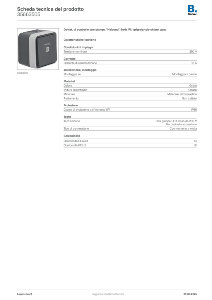 Immagine Berker Scheda tecnica del prodotto 35663505 | Hager Italia
