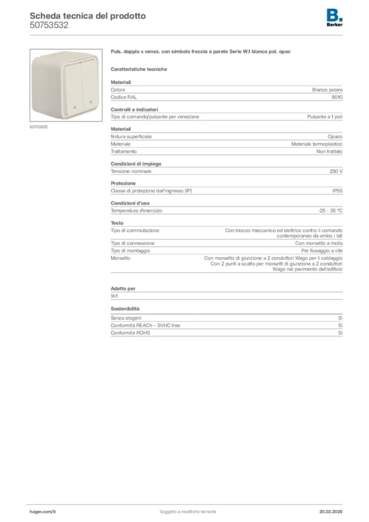 Immagine Berker Scheda tecnica del prodotto 50753532 | Hager Italia