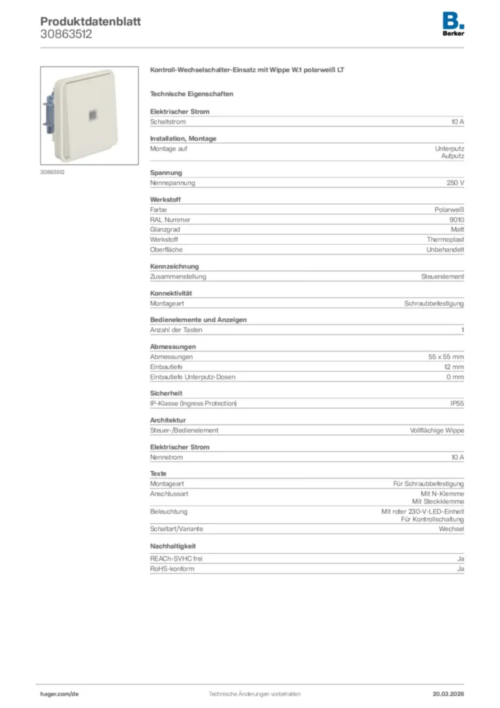 Bild Berker Produktdatenblatt 30863512 | Hager Deutschland