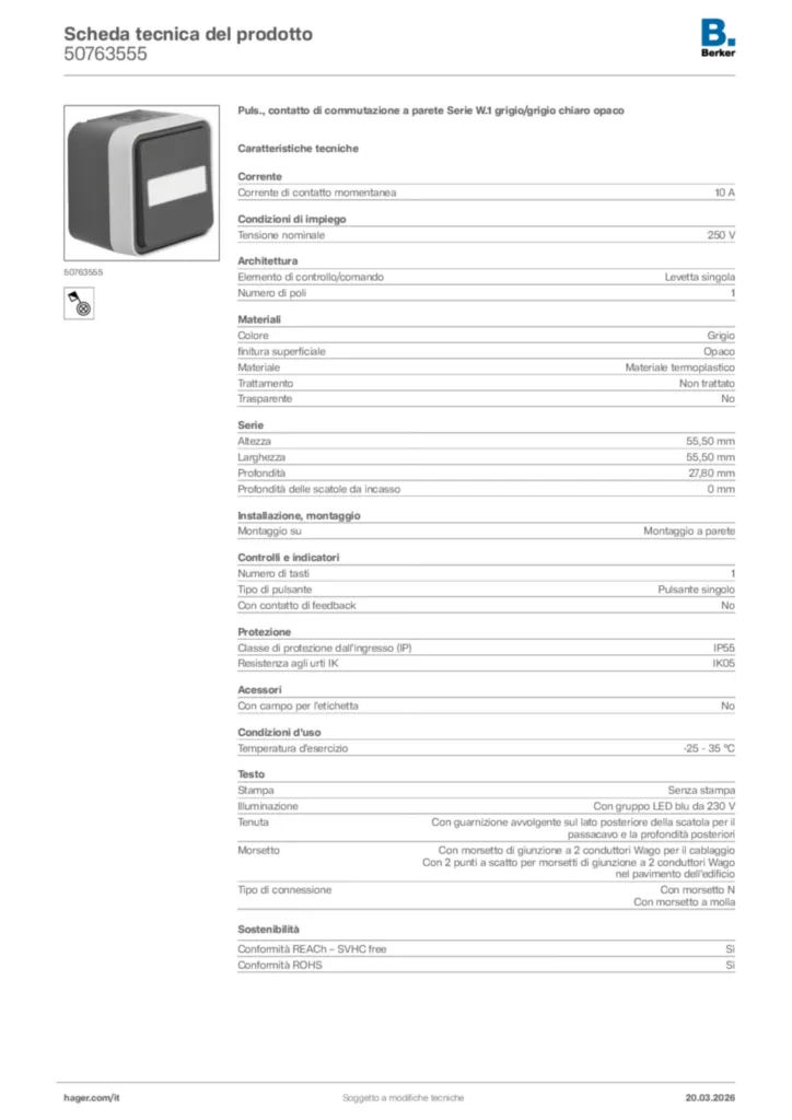 Immagine Berker Scheda tecnica del prodotto 50763555 | Hager Italia