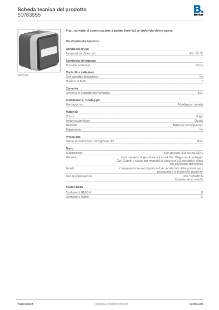 Immagine Berker Scheda tecnica del prodotto 50763555 | Hager Italia