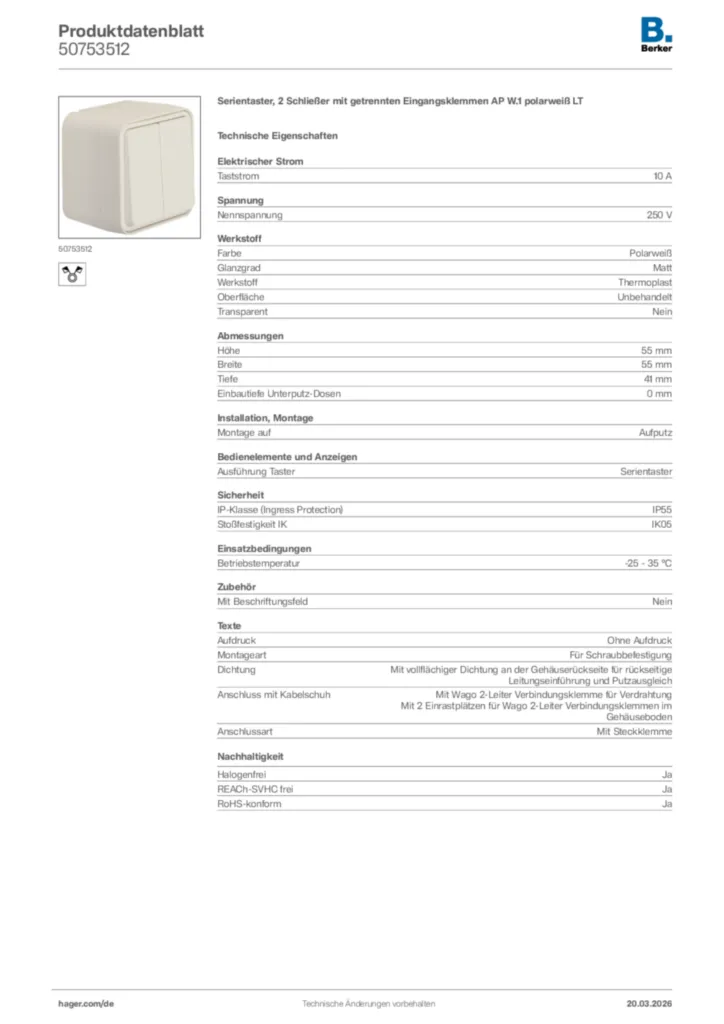Bild Berker Produktdatenblatt 50753512 | Hager Deutschland
