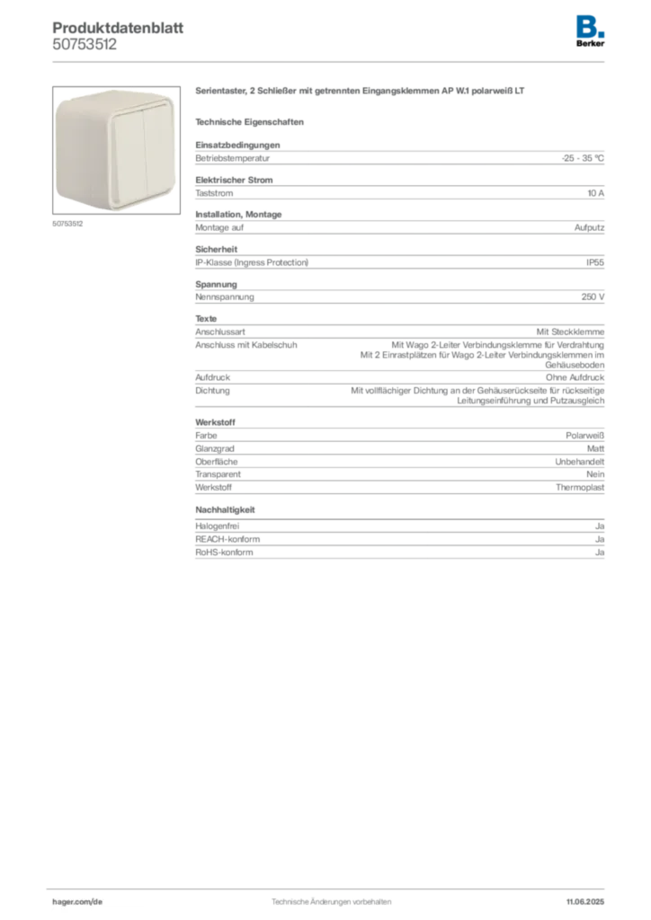 Bild Berker Produktdatenblatt 50753512 | Hager Deutschland
