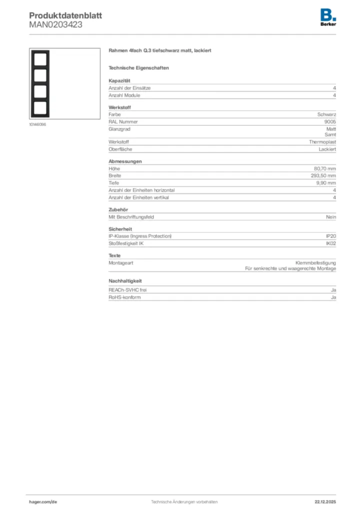 Bild Berker Produktdatenblatt MAN0203423 | Hager Deutschland