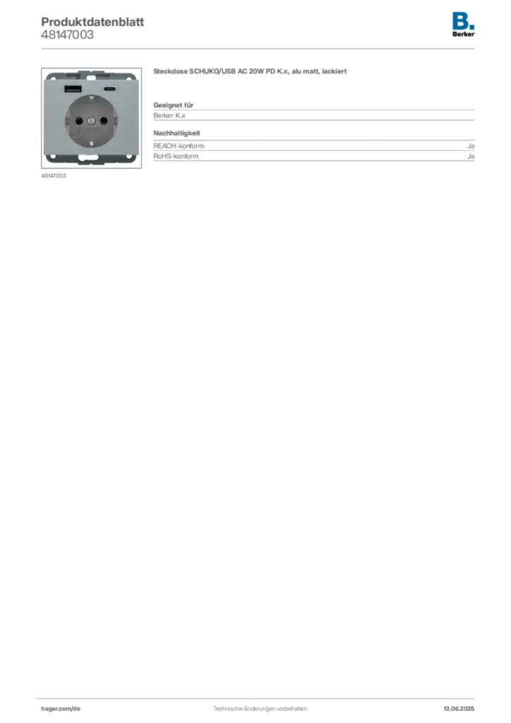 Berker Produktdatenblatt 48147003