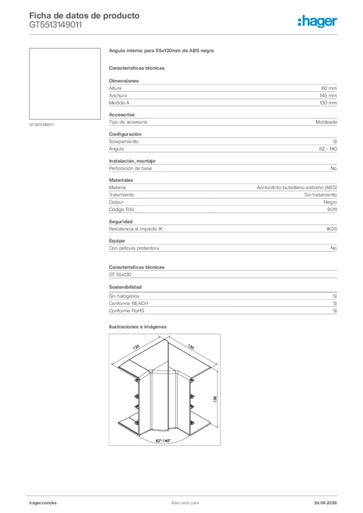 Imagen Hager Ficha de datos de producto GT5513149011 | Hager España