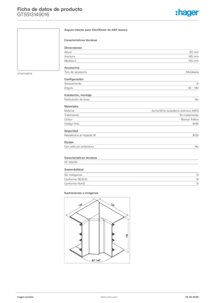 Imagen Hager Ficha de datos de producto GT5513149016 | Hager España