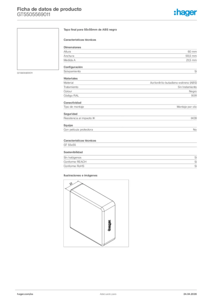Imagen Hager Ficha de datos de producto GT5505569011 | Hager España