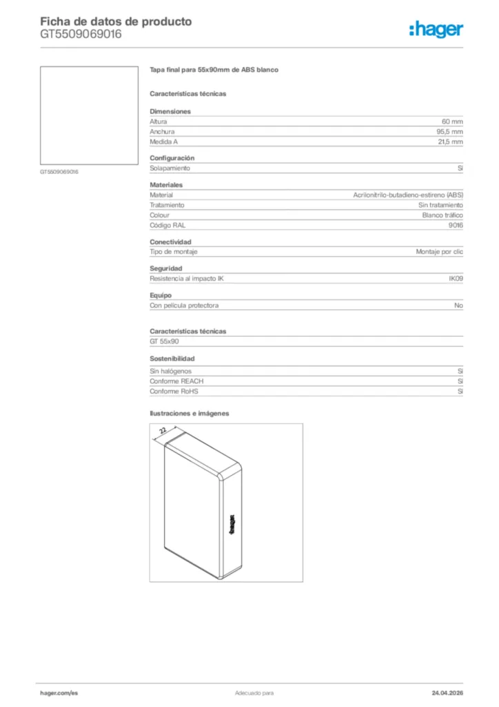 Imagen Hager Ficha de datos de producto GT5509069016 | Hager España
