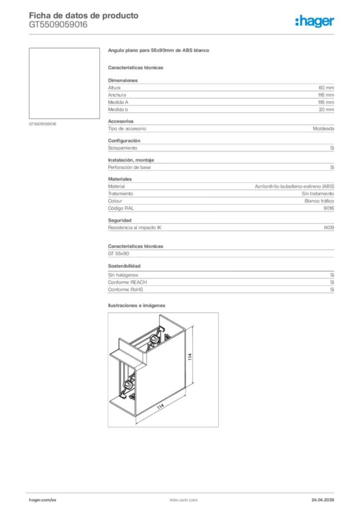 Imagen Hager Ficha de datos de producto GT5509059016 | Hager España