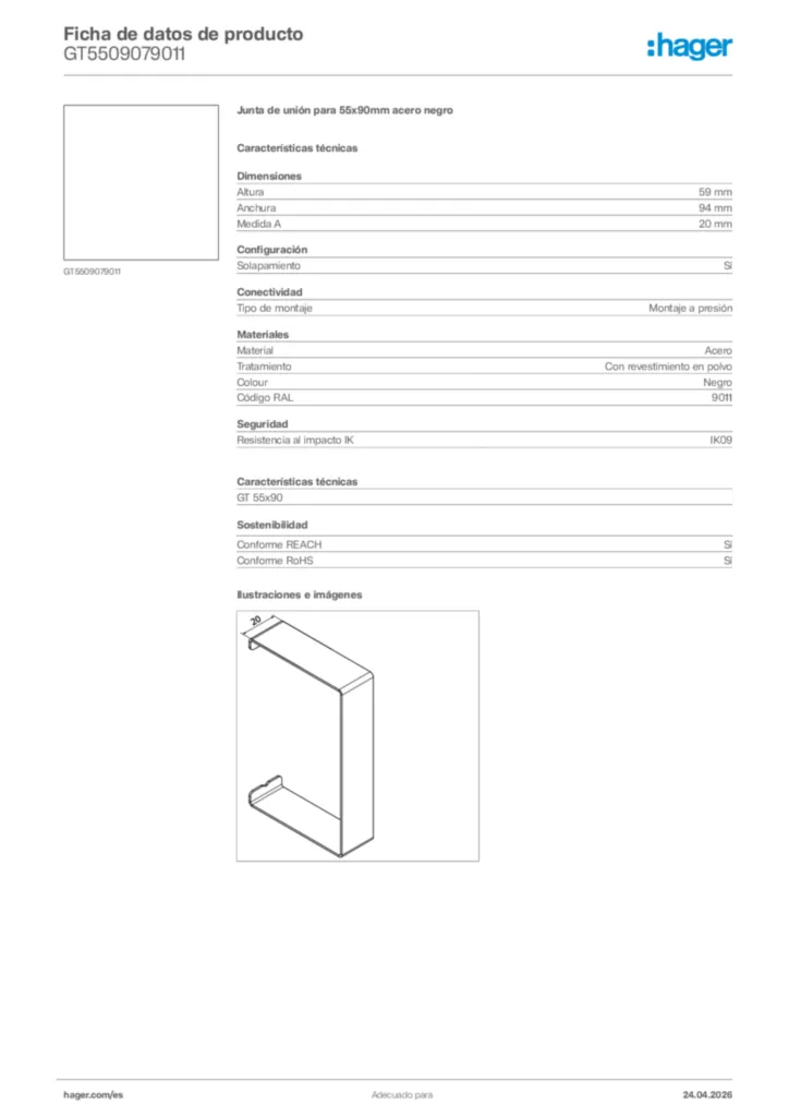 Imagen Hager Ficha de datos de producto GT5509079011 | Hager España